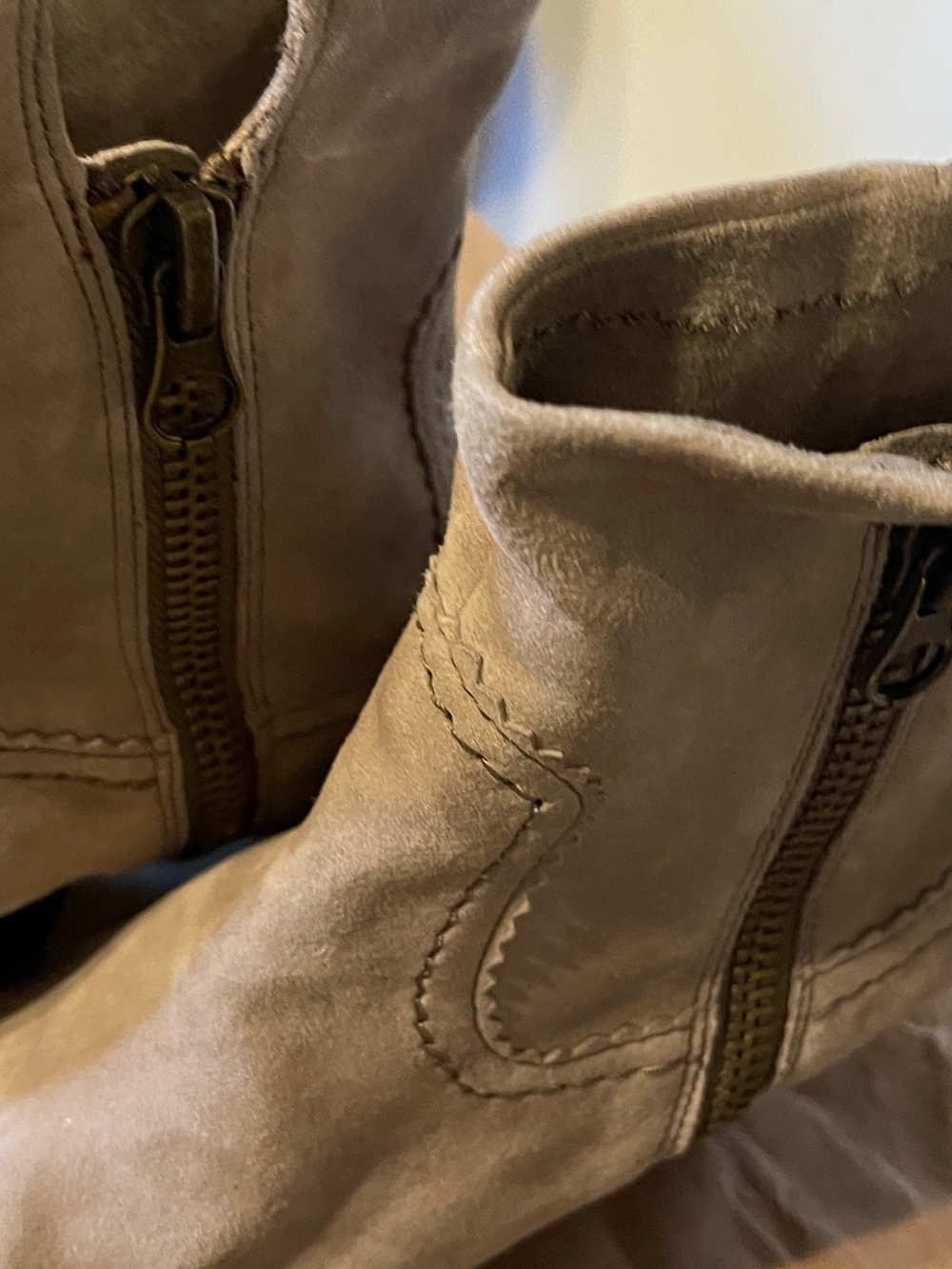 Sam Edelman Taupe Suede Ankle Booties with Side Zip
